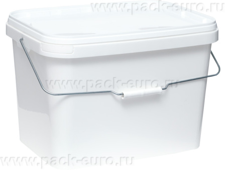 Ведро 20л. прямоугольное, с белой крышкой  белый, арт. ВПпр 20 бел