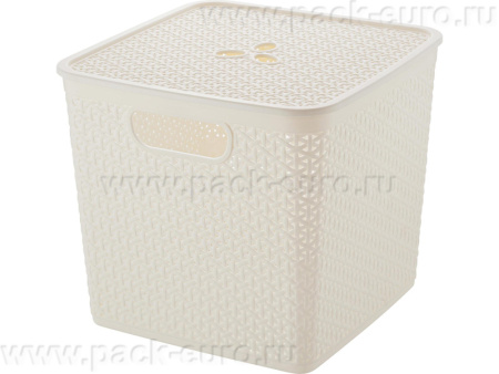 Корзина 310х310х280 21л. для хранения, с крышкой, стенки перф, код: 36160, арт. Keeplex Rattan 21