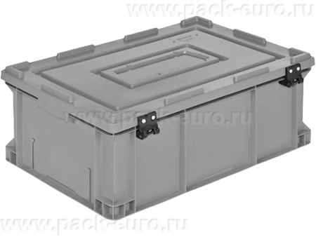 Ящик 600х400х240 сплошной, усиленное дно, с крышкой цв. серый, код: 40237, арт. HP 4622 WL
