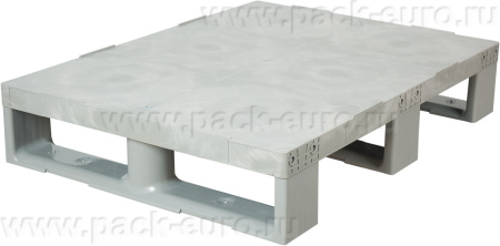 Паллет 800x600х150 сплошной, на 3-х полозьях  серый, арт. TR 680 серый