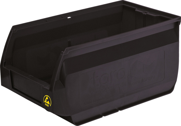 Ящик Napoli 400х230х200 PP, черный антистатичный, арт. 5004 ESD