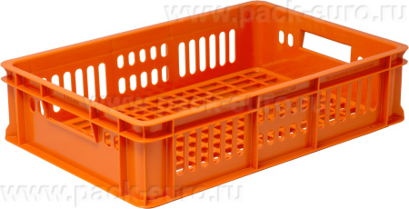 Ящик 600х400х150 мороз. с перфорацией  оранжевый, арт. 418 м