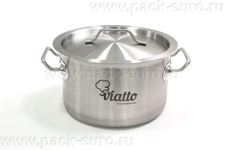Кастрюля нерж с тройным дном 240х155мм объем 7L с дв.ручками, 101618 (Viatto)