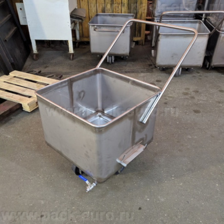 Тележка чан 200 л с краном и большой ручкой AISI 304