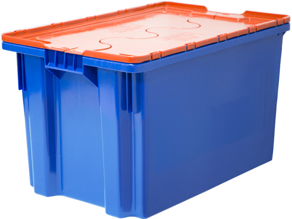 Ящик п/э 600х400х365 сплошной, Safe Pro цв. синий с оранжевой крышкой(синий), арт. 603-1 SP ГД Ящик п/э 600х400х365 сплошной, Safe Pro цв. синий с оранжевой крышкой(синий), арт. 603-1 SP ГД