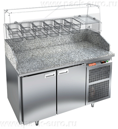 PZ3-11/GN КАМЕНЬ стол для пиццы охл.(+2+10), 2 двери, с бортом с 3х сторон, 1390х700х1050мм, арт. 286729 от компании Европактрейд