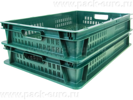 Ящик перфорированный 600×400×100, арт.: 6410-02, объём 20, зелёный, код: 23651, арт. 6410-02