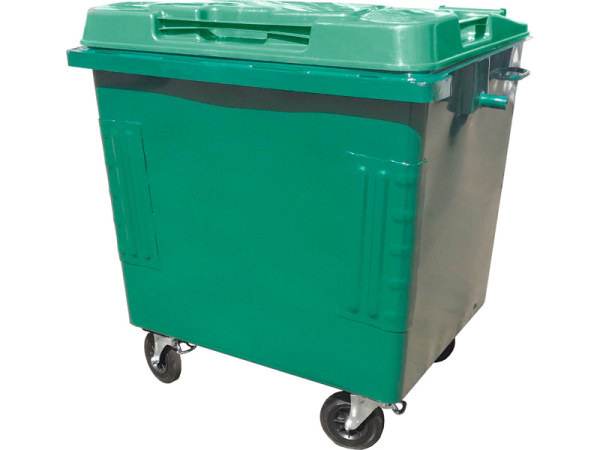 Контейнер металл 1 100л. с пластиковой крышкой, на колёсах цв. зелёный, арт. КТБО-1,1 зелёный Контейнер металл 1 100л. с пластиковой крышкой, на колёсах цв. зелёный, арт. КТБО-1,1 зелёный