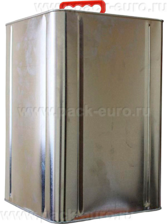 Канистра металл 10л квадратная с ручкой пластик с отверстием под берикап 42мм цв. неокрашенный, арт. КМ-10н без берикапа 42мм