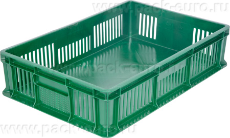 Ящик 600*400*140 мм дно сплош.стенки перф.без ручек зеленый, арт. 705.02.02