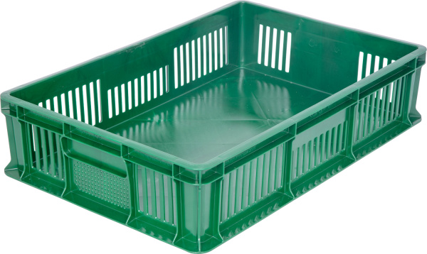 Ящик 600*400*140 мм дно сплош.стенки перф.без ручек зеленый, арт. 705.02.02 Ящик 600*400*140 мм дно сплош.стенки перф.без ручек зеленый, арт. 705.02.02