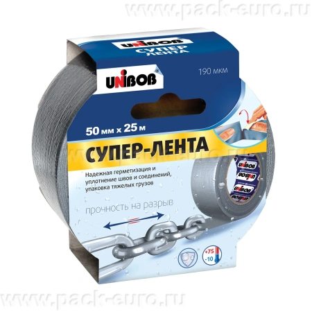 Армированная суперлента UNIBOB, 50 мм х 25 м, серая от компании Европактрейд
