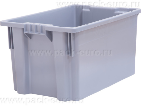 Ящик п/э 600х400х300 сплошной, серый, код:31286, арт. 601 ГД ВС