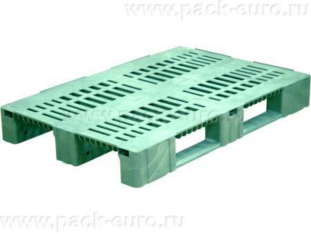 Паллет 1200х800х150 перфорированный (версия 2), на 3-х полозьях  зеленый, арт. TR 1208-3 зеленый