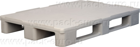 Паллет 1200х800х160 мм (усиленный cплошной на3-х полозьях) гигиенический серый, арт. IR 1208-3R-G-H серый