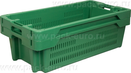 Ящик перфорированный 800×400×225, арт.: 211-2, объём 72, зелёный, код: 05553, арт. 211-2