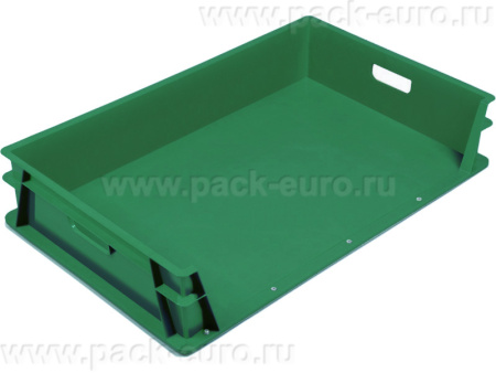 Ящик 740х465х145 сплошной, 3-х бортный  зелёный, арт. 404-10