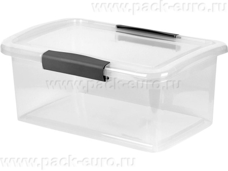 Ящик 350х235х148 7л. для хранения, с крышкой, на клипсах, код: 36195, арт. Keeplex Vision 7