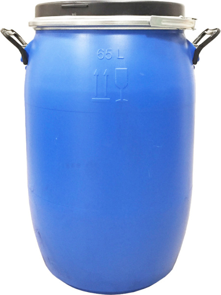 Бочка 65л. круглая, с крышкой и обручем, с ручками  синий, арт. БП 65р