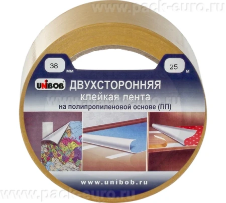 Двухсторонняя КЛ UNIBOB, 38 мм х 25 м (полипропилен)