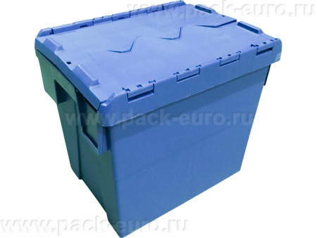 Ящик 400х300х355 сплошной, с крышкой  синий, арт. SPKM 4336-1