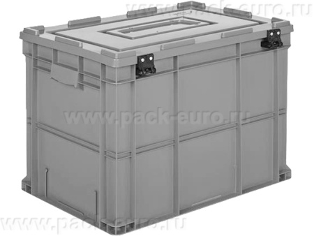 Ящик 600х400х445 сплошной, усиленное дно, с крышкой цв. серый, код: 40242, арт. HP 4642 WL
