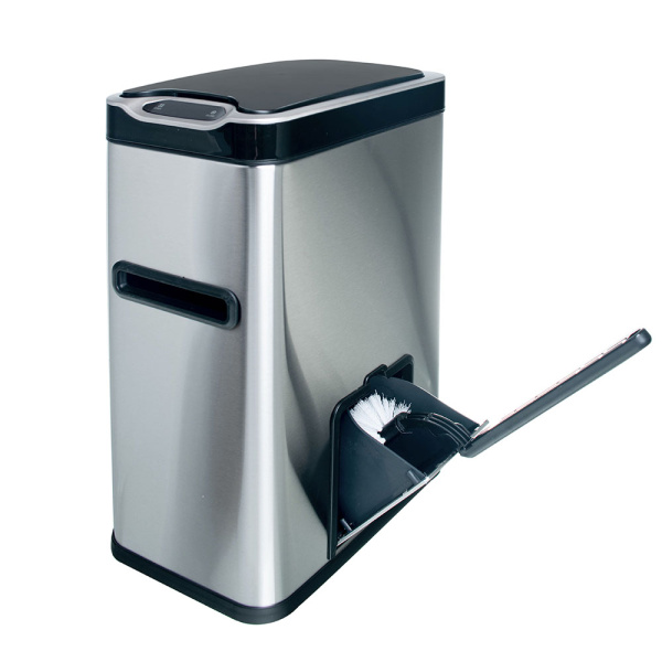 Ведро мусорное с ёршиком, сенсорное, внутр ведро, туалетная бумага, JAH-534, 7л (серебряный)