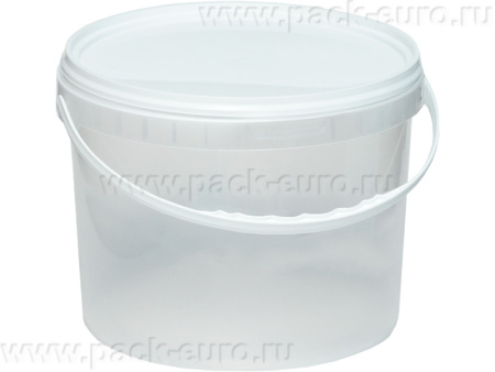 Ведро п/п 5,5л. круглое, под запайку, с белой крышкой, с ручкой пластик прозрачный, арт. ВП 5,5А прозр