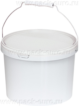 Ведро шейкер 10,8 л В14 белое с белой крышкой с металлической ручкой, арт. ВП 10,8 м