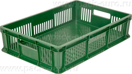 Ящик перфорированный 600×400×140, арт.: 705.01.01, объём 27, зелёный, код: 16607, арт. 705.01.01