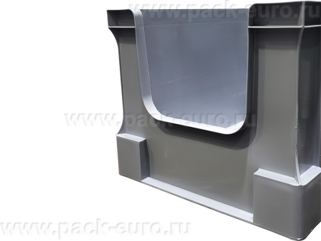 Ящик 600х400х330 сплошной, с вырезом, серый, код:27772, арт. SPK 4632 AV