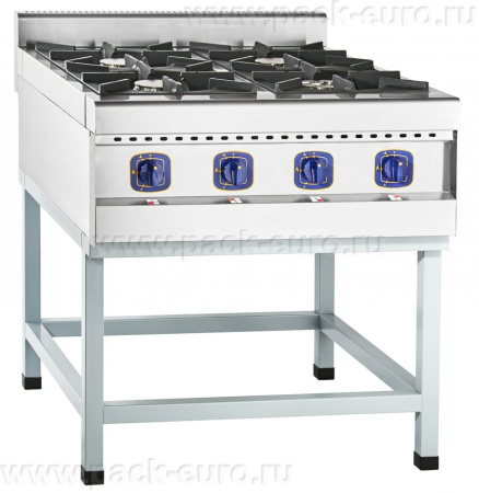 Плита газовая Abat ПГК-49П 4-х горелочная, на краш. подст., без духовки
