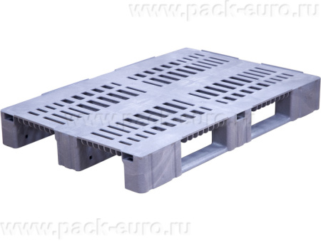 Паллет 1200х800х150 перфорированный (версия 2), на 3-х полозьях  серый, арт. TR 1208-3 серый