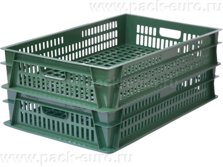 Ящик перфорированный 740×465×145, арт.: 404-Т, объём 39, зелёный, код: 22381, арт. 404-Т