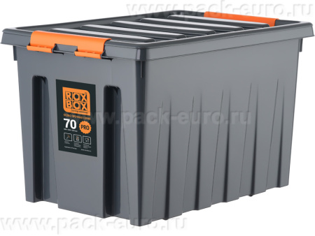 Ящик 589х396х355 мм с крышкой и клипсами, на роликах, PRO,  антрацит, арт. Rox Box PRO 70Д