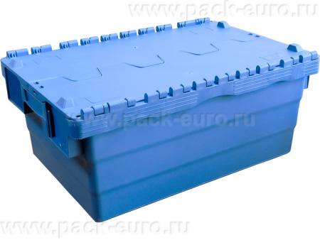 Ящик п/э 600х400х250 сплошной синий с крышкой, арт. SPKM 250
