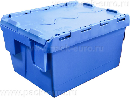 Ящик 400х300х215 сплошной, с крышкой  синий, арт. SPKM 4320-1