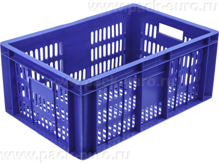 Ящик п/э колбасный 600х400х250 с перфорацией синий, арт. 201 (1,7)