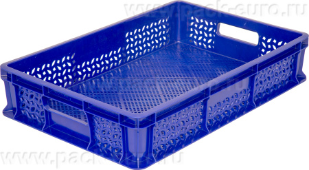 Ящик 600х400х120 перфорированный, с ручками  синий, арт. 704.01.01