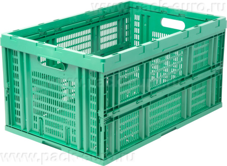 Ящик 600х400х310 перфорированный, складной  зелёный, арт. 407