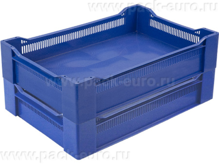 Ящик перфорированный 600×400×135, арт.: 120, объём 32.4, синий, код: 02365, арт. 120