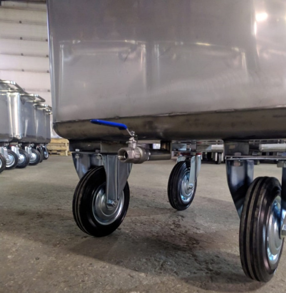 ТЕЛЕЖКА ЧАН 200 ЛИТРОВ С ПОВОРОТНЫМИ КОЛЕСАМИ И КРАНОМ AISI 304 ТЕЛЕЖКА ЧАН 200 ЛИТРОВ С ПОВОРОТНЫМИ КОЛЕСАМИ И КРАНОМ AISI 304