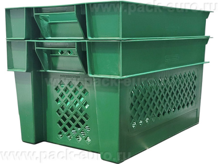 Ящик перфорированный 600×400×300, арт.: 108, объём 50, зелёный, код: 18309, арт. 108