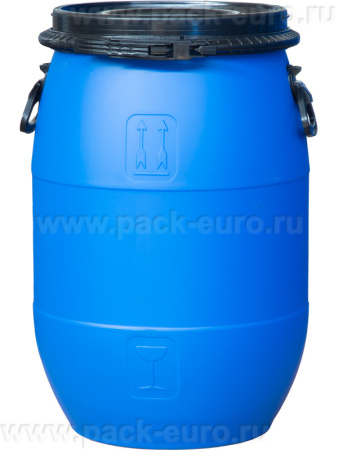 Бочка 65л с крышкой на пластиковом обруче синяя, арт. БП 65 по