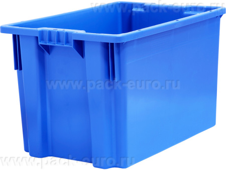 Ящик п/э 600х400х350 сплошной цв. серый(синий), арт. 603 ГД