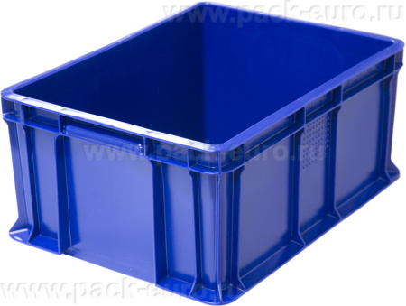 Ящик 400х300х180 сплошной, с внешней ручкой  синий, арт. 702.03.02