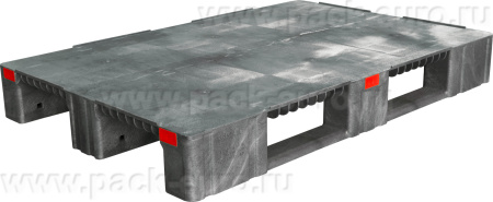 Паллет 1200x800х150 сплошной, усиленный, на 3-х полозьях   серый, арт. TR 1208-1-1 серый