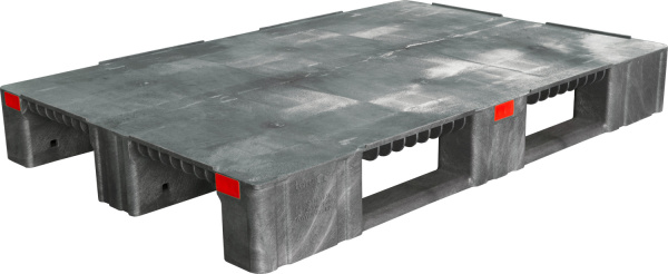 Паллет 1200x800х150 сплошной, усиленный, на 3-х полозьях   серый, арт. TR 1208-1-1 серый